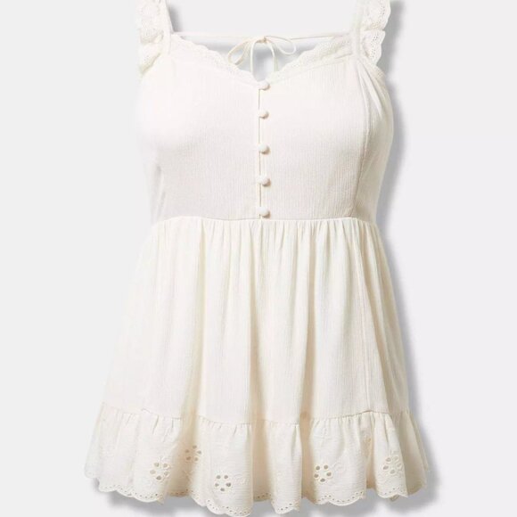 Washable Gauze Eyelet Trim Top - Picture 5 of 5